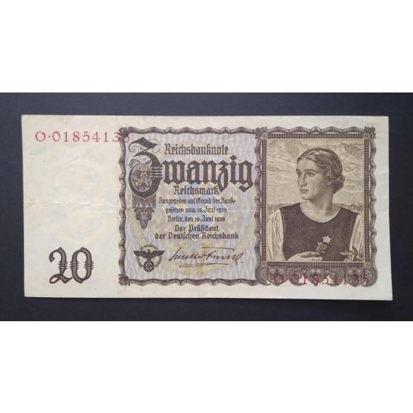 Németország 20 Reichsmark 1939 VF+