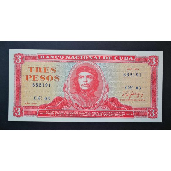 Cuba 3 Pesos 1989 UNC