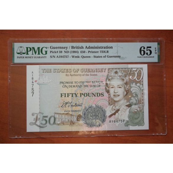 Guernsey 50 Pounds 1994 UNC PMG 65