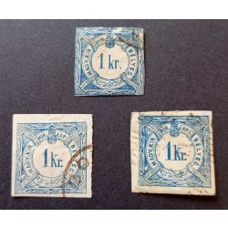   Magyarország 1868-88 Könyvnyomat Hírlapbélyeg 1 Kr 3 db pecsételt G3 