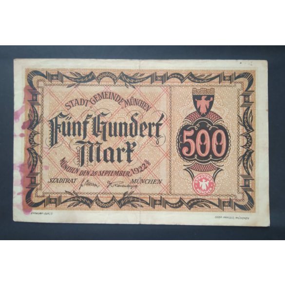 Germany München 500 Mark 1922 VF-