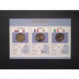 EU 2 Euro set of 3 Unc  Slovakia 2009, France 2007, Italy 2005