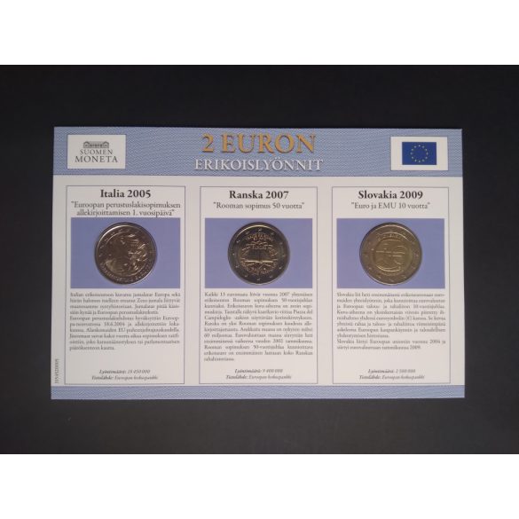 EU 2 Euro set of 3 Unc  Slovakia 2009, France 2007, Italy 2005