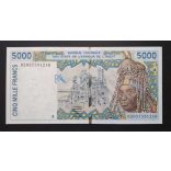 West African States Ivory Coast 5000 Francs 2002 UNC-