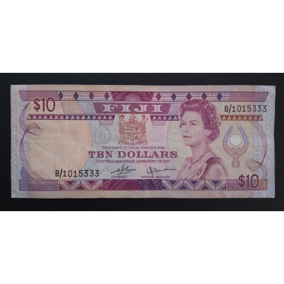 Fiji 10 Dollars 1980 F