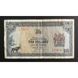 Rodézia 10 Dollars 1975 F