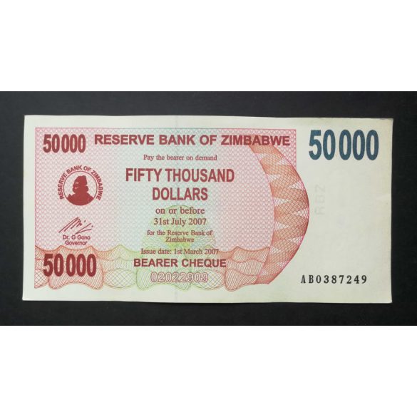 Zimbabwe 50000 Dollars 2007 AUNC