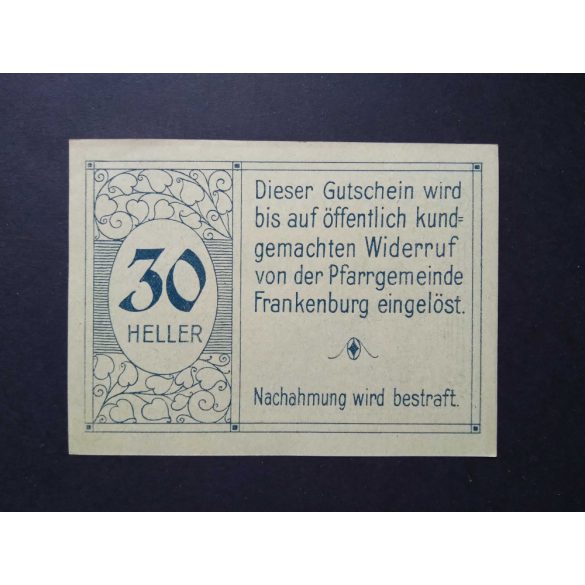 Ausztria 30 Heller 1920 Unc Frankenburg