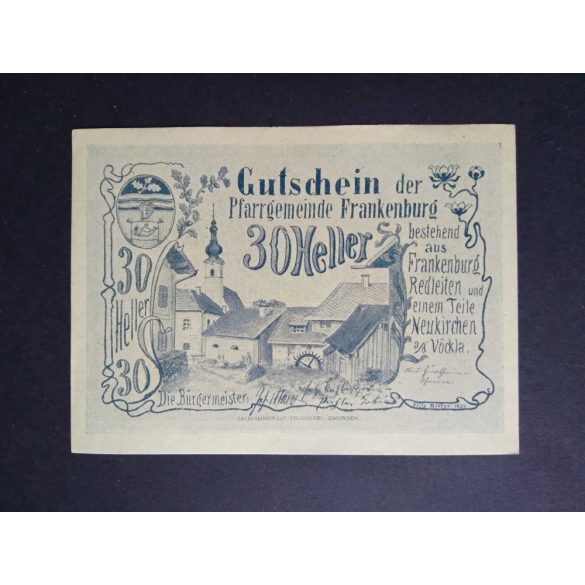 Austria 30 Heller 1920 Unc Frankenburg