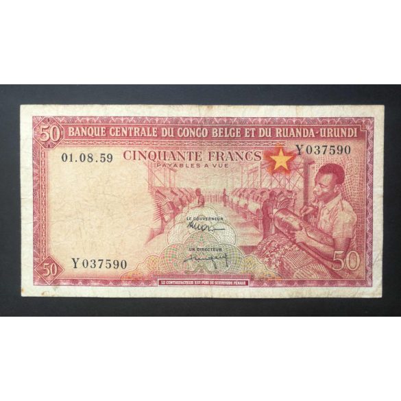 Belga Kongó 50 Francs 1959 F