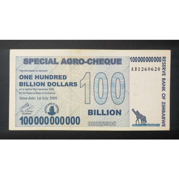 Zimbabwe 100 milliárd Dollar 2008 aUNC 