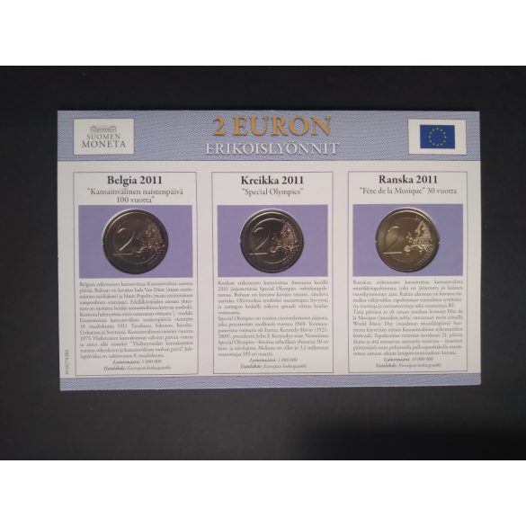 EU 2 Euro set of 3 Unc  France, Greece, Belgium 2011