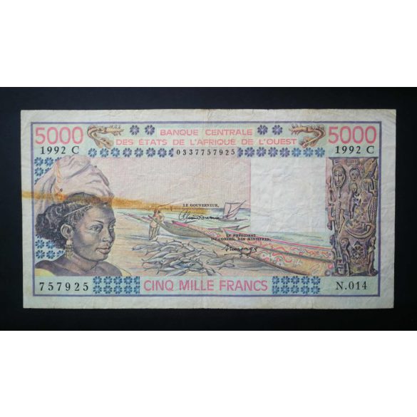 Nyugat-Afrikai Államok, Burkina Faso 5000 Francs 1992 F-