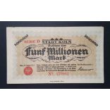 Germany 5 Million Mark Köln 1923 VF-