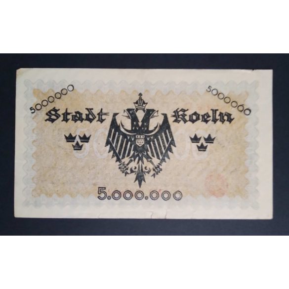 Germany 5 Million Mark Köln 1923 VF-