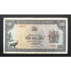 Rodézia 10 Dollars 1976 F