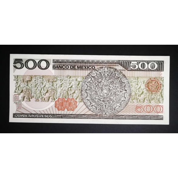 Mexikó 500 Pesos 1984 UNC barna és barna pecséttel