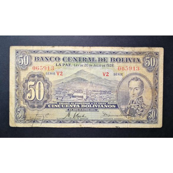 Bolivia 50 Bolivianos 1928 P-132a.7 F