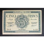 Algéria 5 Francs 1942 XF 