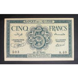 Algeria 5 Francs 1942 XF