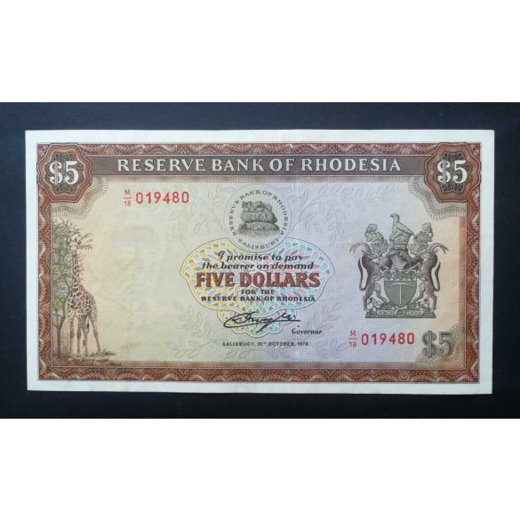 Rhodesia 5 Dollars 1978 XF