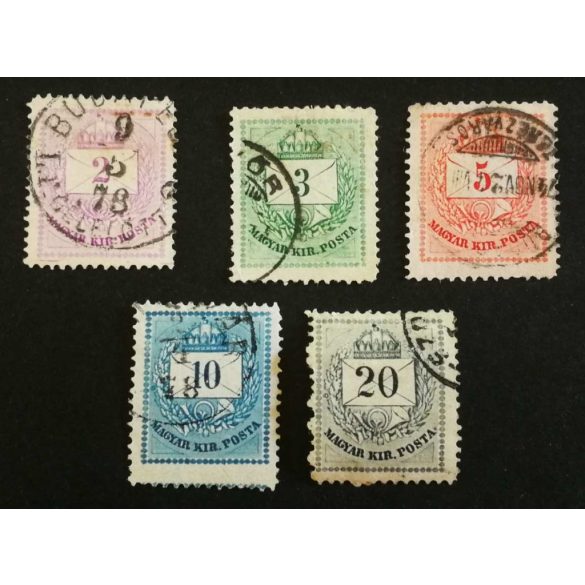 Magyarország 1874 Színesszámú krajcáros sor A13 pecsételt G3