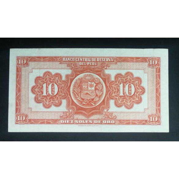 Peru 10 Soles de Oro 1962 VF+