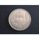 Hungary Ferenc József 1 Korona 1893 KB silver