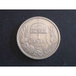 Magyarország Ferenc József 1 Korona 1893 KB ezüst aVF