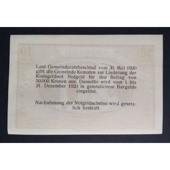 Austria 10 Heller 1920 Unc- Kematen