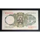 Spain 5 Pesetas 1951 F+