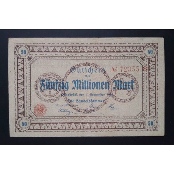 Germany 50 Million Mark Osnabrück 1923 VF 