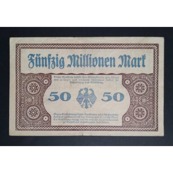 Germany 50 Million Mark Osnabrück 1923 VF 