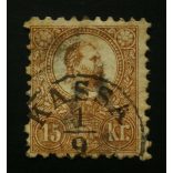 Hungary 1871 15 Kr. lithographed used KASSA
