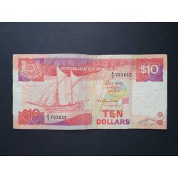 Szingapúr 10 Dollars 1988 F