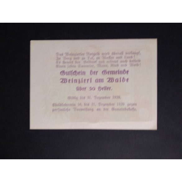 Austria 50 Heller 1920 Unc Weinzierl 