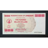 Zimbabwe 500 Million Dollars 2008 UNC
