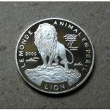 Togo 1000 Francs 2000 silver PP - endangered wildlife, lion