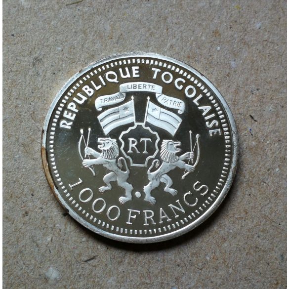 Togo 1000 Francs 2000 silver PP - endangered wildlife, lion