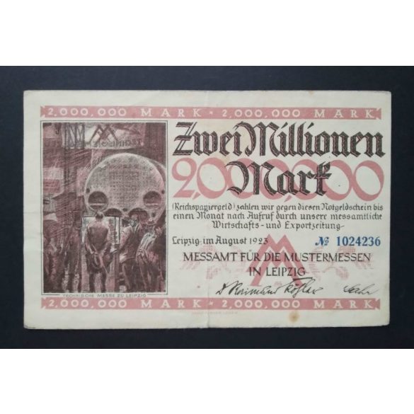 Germany 2 Million Mark Leipzig 1923 F+