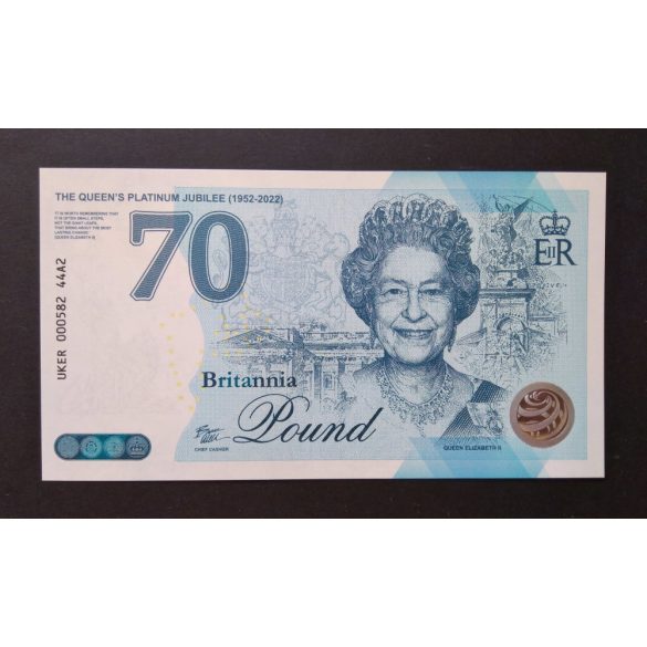 England 70 Pounds commemorative banknote issued for the 70th anniversary of the coronation of Queen Elizabeth 2022 UNC