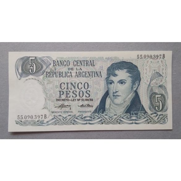 Argentina 5 Pesos 1975 Unc