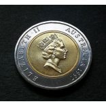 Australia 5 Dollars 1997 UNC bicolor - Sir Donald Bradman commemorative coin 