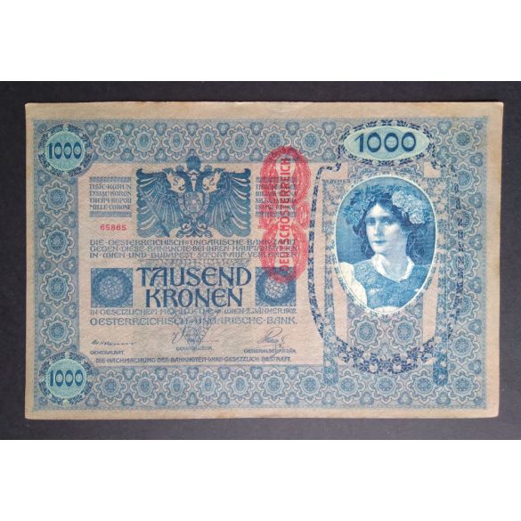 Ausztria-Magyarország 1000 Korona 1902 Deutschösterreich Aunc