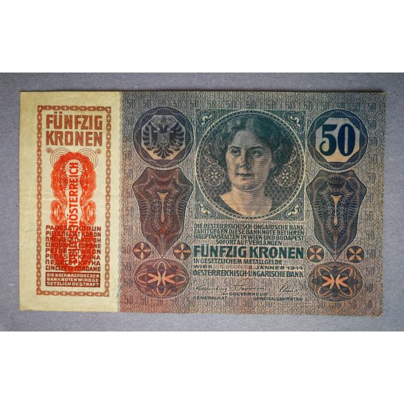 Austria-Hungary 50 Kronen with Deutschösterreich overprint 1914 F