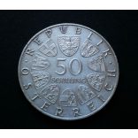 Ausztria 50 schilling 1965 20,04 g ezüst