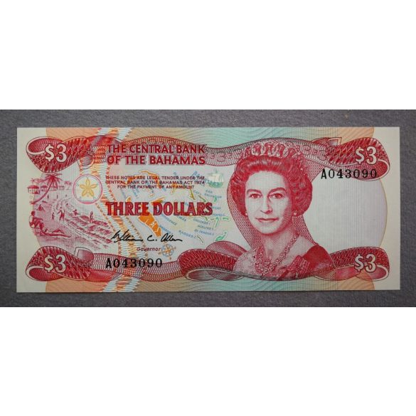 Bahamas 3 Dollars 1984 Unc