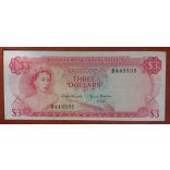Bahamas 3 Dollars 1968 VF+