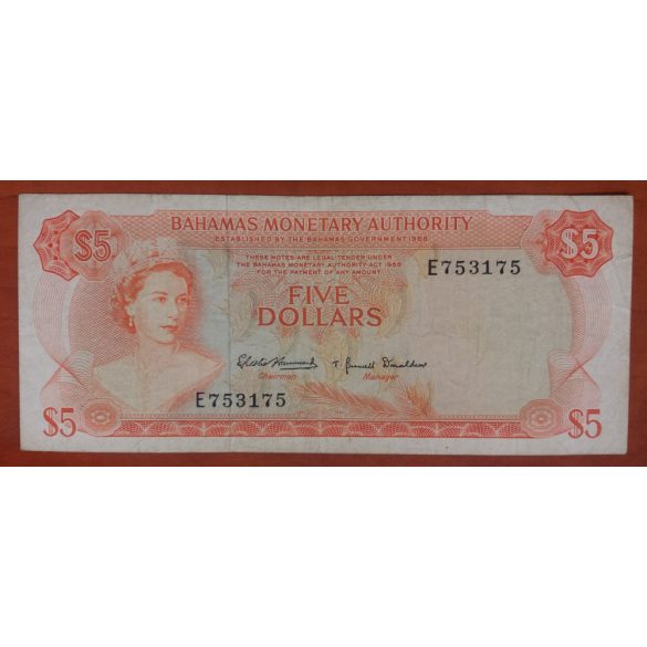 Bahama-szigetek 5 Dollars 1968 F+