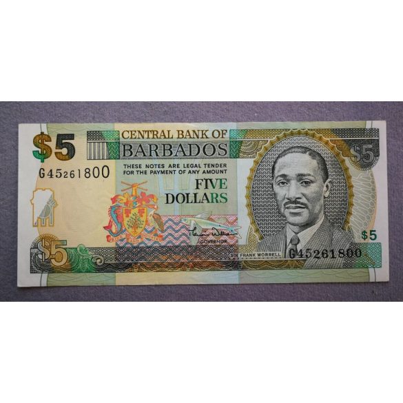 Barbados 5 Dollars 2000 UNC-